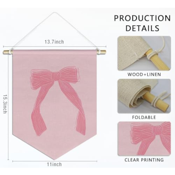 foedor Coquette Pink Bow Canvas Hanging Pennant