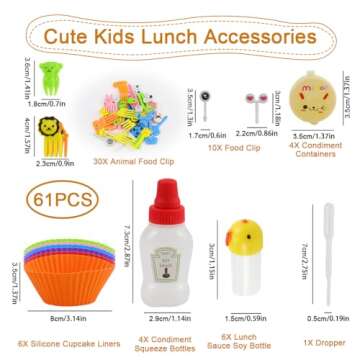 Abnaok 61PCS Silicone Lunch Box Dividers Bento Box Accessories Silicone Cupcake Liners, Lunch Box Ac...