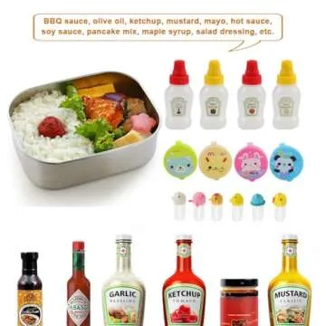 Abnaok 61PCS Silicone Lunch Box Dividers Bento Box Accessories Silicone Cupcake Liners, Lunch Box Accessories Including Food Picks Mini Condiment Bottles for Lunch Containers Accessories