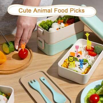 Abnaok 61PCS Silicone Lunch Box Dividers Bento Box Accessories Silicone Cupcake Liners, Lunch Box Accessories Including Food Picks Mini Condiment Bottles for Lunch Containers Accessories