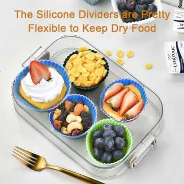 Abnaok 61PCS Silicone Lunch Box Dividers Bento Box Accessories Silicone Cupcake Liners, Lunch Box Accessories Including Food Picks Mini Condiment Bottles for Lunch Containers Accessories