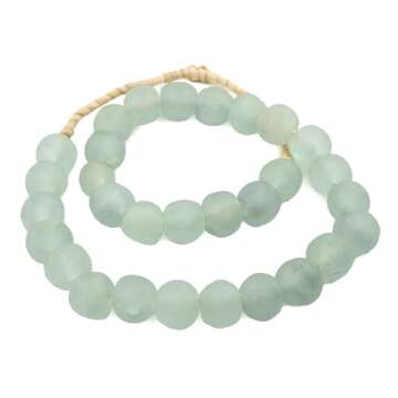 Jumbo Recycled Glass Beads - Beaded Wall Hangings - Extra Large African Sea Glass Beads 21-25mm - The Bead Chest (Clear Aqua)