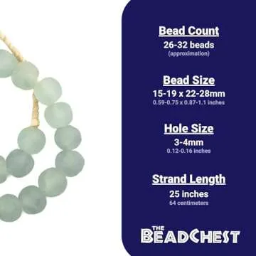 Jumbo Recycled Glass Beads - Beaded Wall Hangings - Extra Large African Sea Glass Beads 21-25mm - The Bead Chest (Clear Aqua)