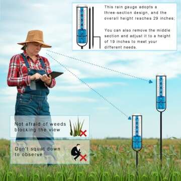 JMBay Outdoor Rain Gauge - Accurate, Durable, Adjustable Height