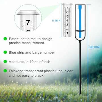 JMBay Outdoor Rain Gauge - Accurate, Durable, Adjustable Height