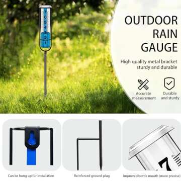 JMBay Outdoor Rain Gauge - Accurate, Durable, Adjustable Height