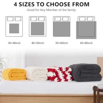 L'AGRATY Chunky Knit Blanket Throw - Soft Chunky Throw Blanket 30x40: 100% Hand Kintted Chenile Crochet Throw Blanket for Couch - Large Cable Knit Chunky Blanket for Home Decor(Dark Grey)