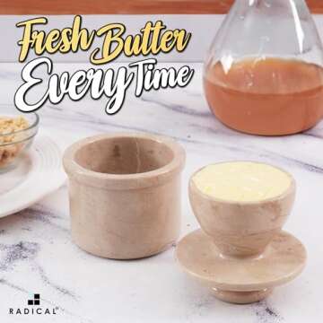 Radicaln Marble Butter Keeper 4" Inches Verona Handmade Butter Holder For Kitchen Counter Decor Butt...