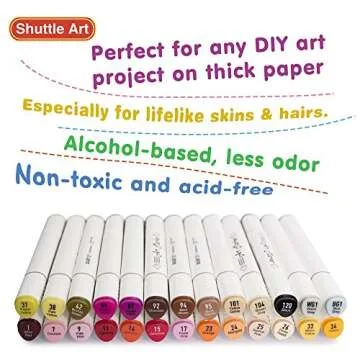 Shuttle Art 26 Colors Skin Tone & Hair Dual Tip Alcohol Based Art Markers, Permanent Marker Pens Double Ended with Fine Bullet and Chisel Point Tips Perfect for Face, Flesh, Manga, Portrait, Sketch