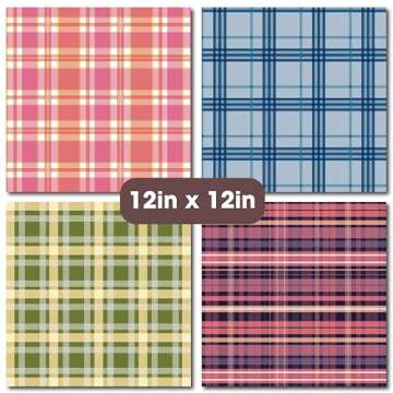 Desecraft Plaid Tartan Flannel 12x12 in Double Sided Paper Pad Pack Scrapbook Cardstock Decorative Paper - 36 Sheets - for Boys Card Making Origami Decorative Scrapbooking Supplies