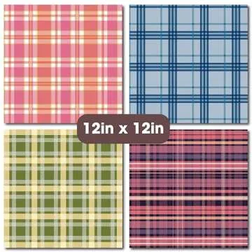 Desecraft Plaid Tartan Flannel 12x12 in Double Sided Paper Pad Pack Scrapbook Cardstock Decorative Paper - 36 Sheets - for Boys Card Making Origami Decorative Scrapbooking Supplies