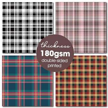 Desecraft Plaid Tartan Flannel 12x12 in Double Sided Paper Pad Pack Scrapbook Cardstock Decorative Paper - 36 Sheets - for Boys Card Making Origami Decorative Scrapbooking Supplies