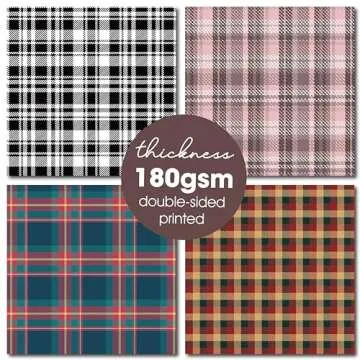 Desecraft Plaid Tartan Flannel 12x12 in Double Sided Paper Pad Pack Scrapbook Cardstock Decorative Paper - 36 Sheets - for Boys Card Making Origami Decorative Scrapbooking Supplies