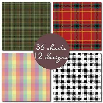 Desecraft Plaid Tartan Flannel 12x12 in Double Sided Paper Pad Pack Scrapbook Cardstock Decorative Paper - 36 Sheets - for Boys Card Making Origami Decorative Scrapbooking Supplies