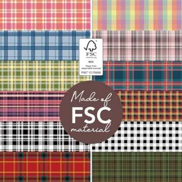 Desecraft Plaid Tartan Flannel 12x12 in Double Sided Paper Pad Pack Scrapbook Cardstock Decorative Paper - 36 Sheets - for Boys Card Making Origami Decorative Scrapbooking Supplies