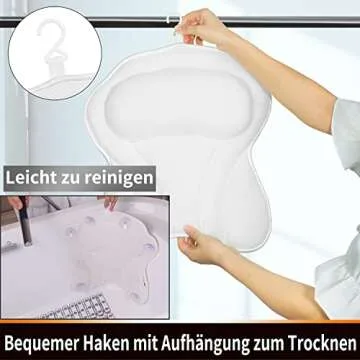 Yimobra Bath Pillows for Tub, Bathtub Pillow Headrest Shoulder Neck Support, Spa Pillow for Soaking Hot Tub, Big Suction Cup, Comfort, Machine Washable, Quick Dry, 17x16 Inches