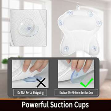 Yimobra Bath Pillows for Tub, Bathtub Pillow Headrest Shoulder Neck Support, Spa Pillow for Soaking Hot Tub, Big Suction Cup, Comfort, Machine Washable, Quick Dry, 17x16 Inches