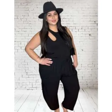 CARCOS Plus Size Harem Pants Womens 5X Summer Black Palazzo Pants Drawstring Wide Leg Lantern Beach Pants with Pockets Baggy Ankle Trousers Loose Fit Vacation Outfits Lounge Pant 5XL 26W 28W
