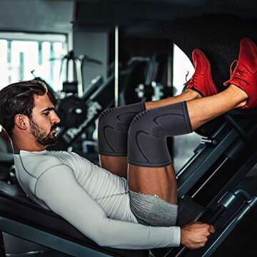 Double Couple Knee Compression Sleeve for Men and Women Knee Brace Support for Running Jogging Weightlifting Gym Workout Pain Relief Arthritis Injury Recovery Knee Braces for Knee Pain