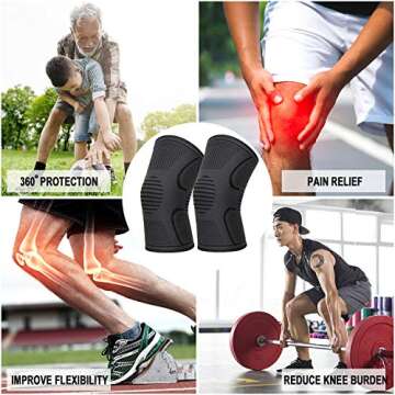 Double Couple Knee Compression Sleeve for Men and Women Knee Brace Support for Running Jogging Weightlifting Gym Workout Pain Relief Arthritis Injury Recovery Knee Braces for Knee Pain