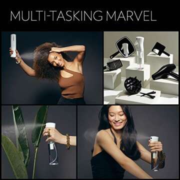 FLAIROSOL - The Original, Continuous Ultra Fine Mist Spray Bottle, Multi-Tasking Marvel for Hair, Skin, Home, Pet Care and more, Refillable and Reusable, 10.1oz/300ml (Clear Bottle-Pink Print)