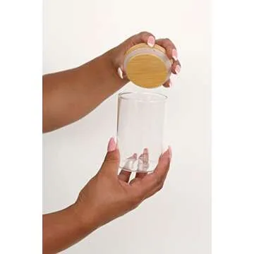 12 Set of 9OZ Glass Spice Jars with Bamboo Lids