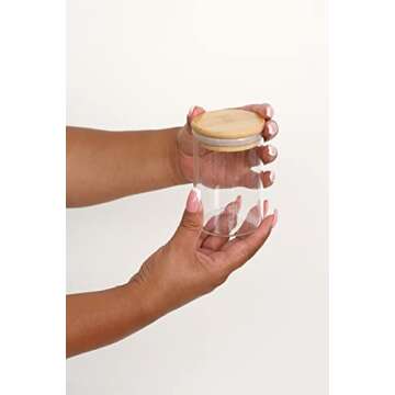 12 Set of 9OZ Glass Spice Jars with Bamboo Lids