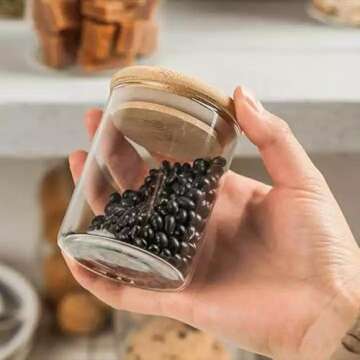 12 Set of 9OZ Glass Spice Jars with Bamboo Lids