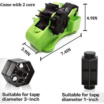 Green Multi-Roll Heat Tape Dispenser Sublimation 1" and 3" Core Double Reel Cores Sublimation for Heat Transfer Tape, Semi-Automatic Tape Dispenser with Compartment Slots