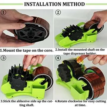 Green Multi-Roll Heat Tape Dispenser Sublimation 1" and 3" Core Double Reel Cores Sublimation for Heat Transfer Tape, Semi-Automatic Tape Dispenser with Compartment Slots
