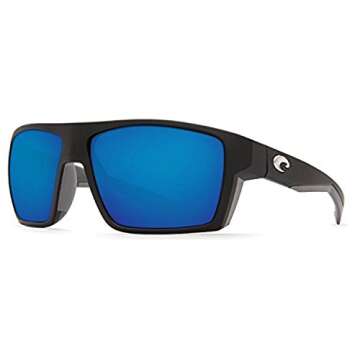 Costa Bloke Sunglasses Matte Black/Blue Mirror 580P & Cleaning Kit Bundle
