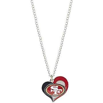 aminco NFL San Francisco 49ers Swirl Heart Pendant Necklace, Silver