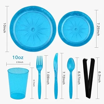QIANQUEYUE 150PCS Colorful Disposable Dinnerware Set