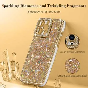 Lafunda for iPhone 16 Pro Max Case Glitter, Luxury Shiny Bling Sparkly Bumper Cover with Crystal Diamonds for Women Girls Soft Slim Shockproof Protective Phone Case for iPhone 16 Pro Max 6.9", Gold