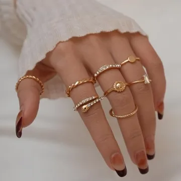 YEEZII 68 Pcs Gold Knuckle Rings Set for Women