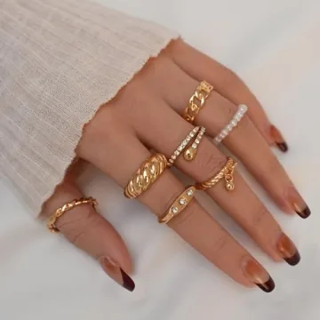 YEEZII 68 Pcs Gold Knuckle Rings Set for Women