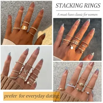 YEEZII 68 Pcs Gold Knuckle Rings Set for Women
