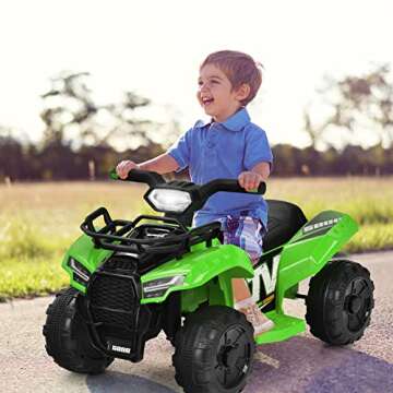 HONEY JOY Ride On ATV, 6V Toddler Quad, Four Wheeler for Kids w/Storage Box, Horn, Music, LED Headlights, Battery Powered Electric Ride On Car, Gift for Boys Girls (Green)