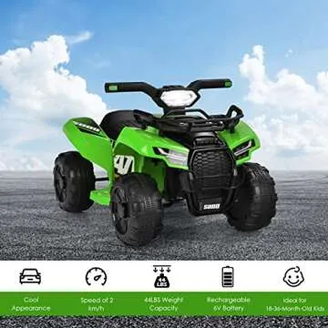 HONEY JOY Ride On ATV, 6V Toddler Quad, Four Wheeler for Kids w/Storage Box, Horn, Music, LED Headlights, Battery Powered Electric Ride On Car, Gift for Boys Girls (Green)