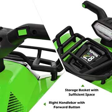 HONEY JOY Ride On ATV, 6V Toddler Quad, Four Wheeler for Kids w/Storage Box, Horn, Music, LED Headlights, Battery Powered Electric Ride On Car, Gift for Boys Girls (Green)