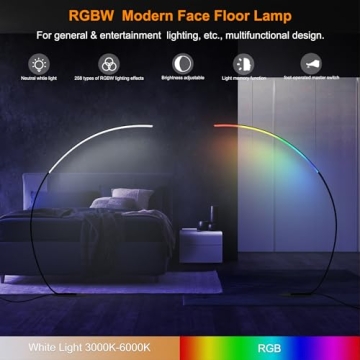 E.P. Light RGBW Arched Floor Lamp - Remote & Dimmable