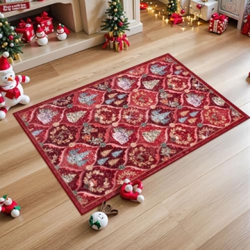 Lahome Moroccan Trellis Christmas Rug - 2x4 Ultra-Thin Washable Indoor Rugs