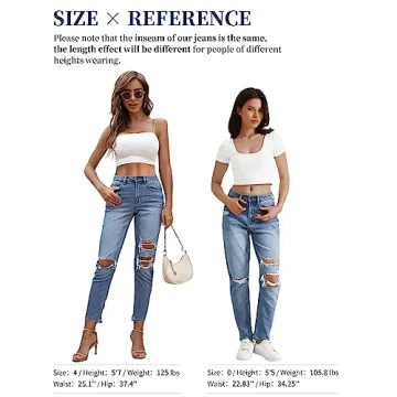 OFLUCK Women's Stylish High Rise Wedge Ripped Jeans