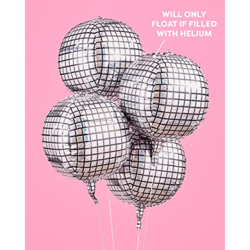 Disco Ball Foil Balloons for All Party Events - 4 pk