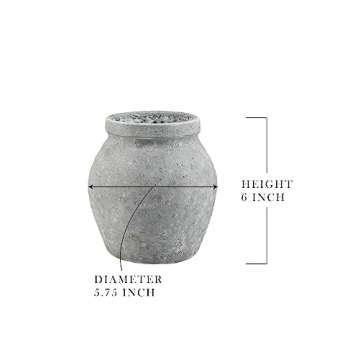 Antique Ashen Stamnos Cement Vase for Home Decor