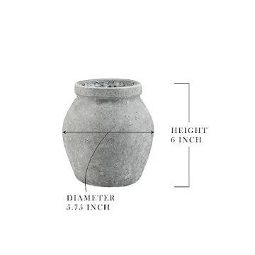 Antique Ashen Stamnos Cement Vase for Home Decor