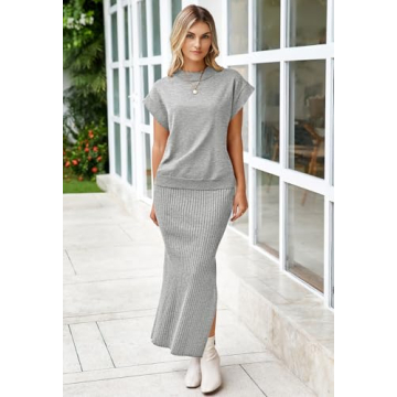 Pink Queen 2 Piece Knit Sweater Skirt Set for Women