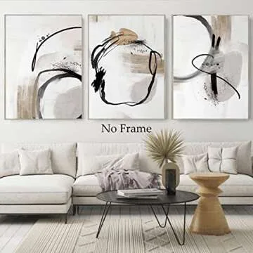 Black Beige Grey Abstract Canvas Wall Art for Modern Spaces