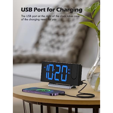 Stylish Projection Alarm Clock with USB Charging