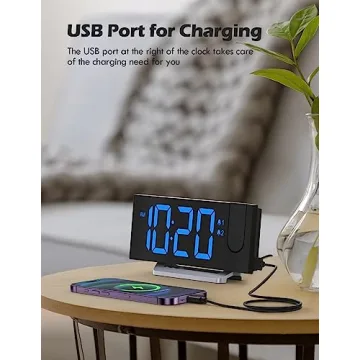 Stylish Projection Alarm Clock with USB Charging